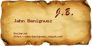 Jahn Benignusz névjegykártya